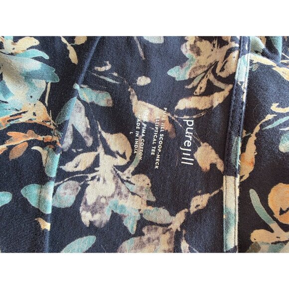 Pure Jill Blue Floral Scoop Neck Tunic Top Pure Pima - Picture 5 of 7